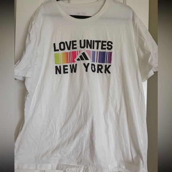adidas Other - Adidas Love Unites New York Pride t-shirt in white cotton jersey men’s size 2XL